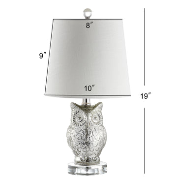 Night Owl 19" Glass/Crystal LED Table Lamp - JONATHAN Y